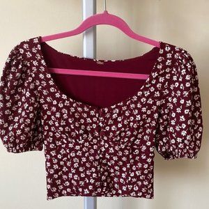 Free People Daisy Chain Cropped FloralTop Blouse size XS